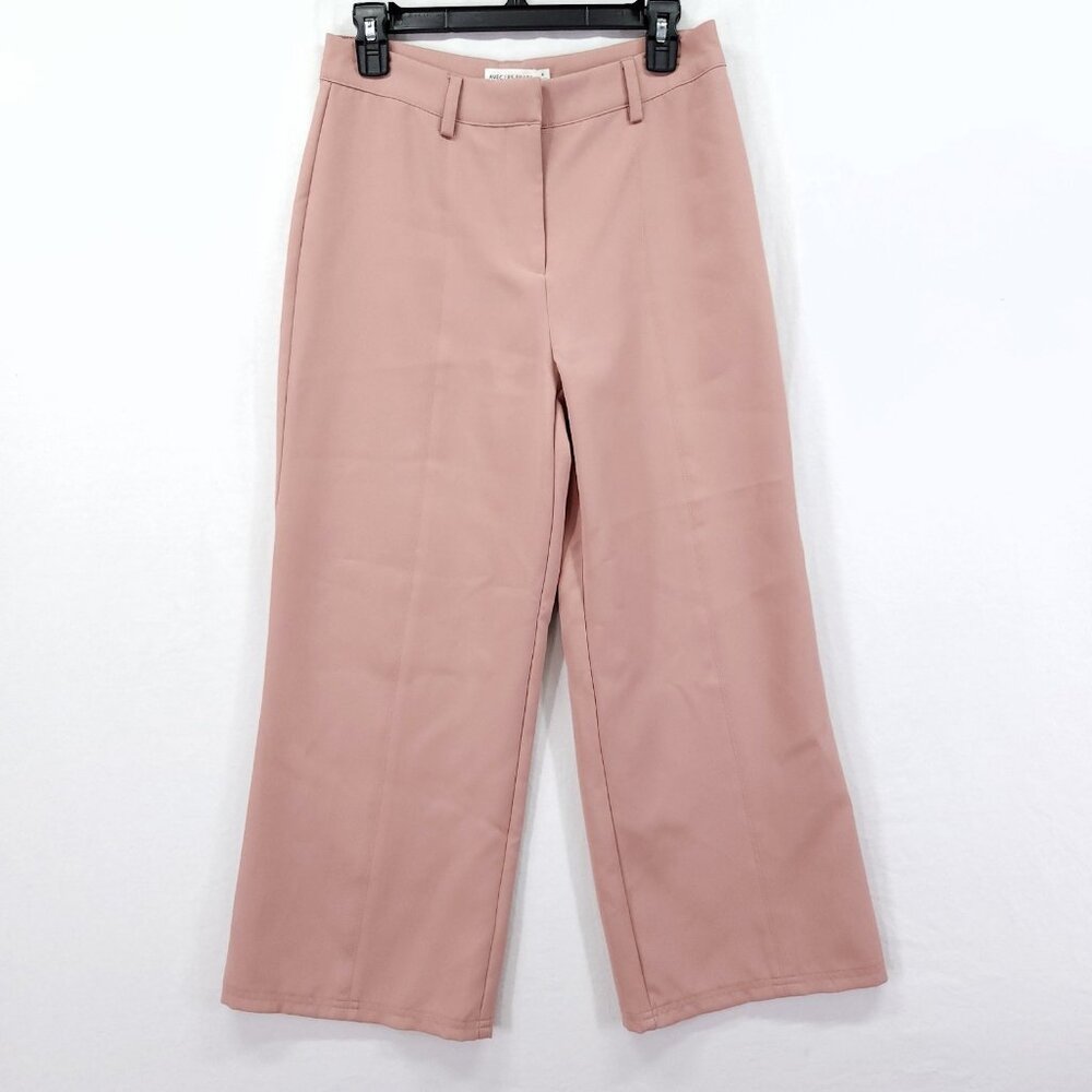 Anthropologie Avec Les Filles Pink Wide Leg Cropped Pants Size 4 Trousers